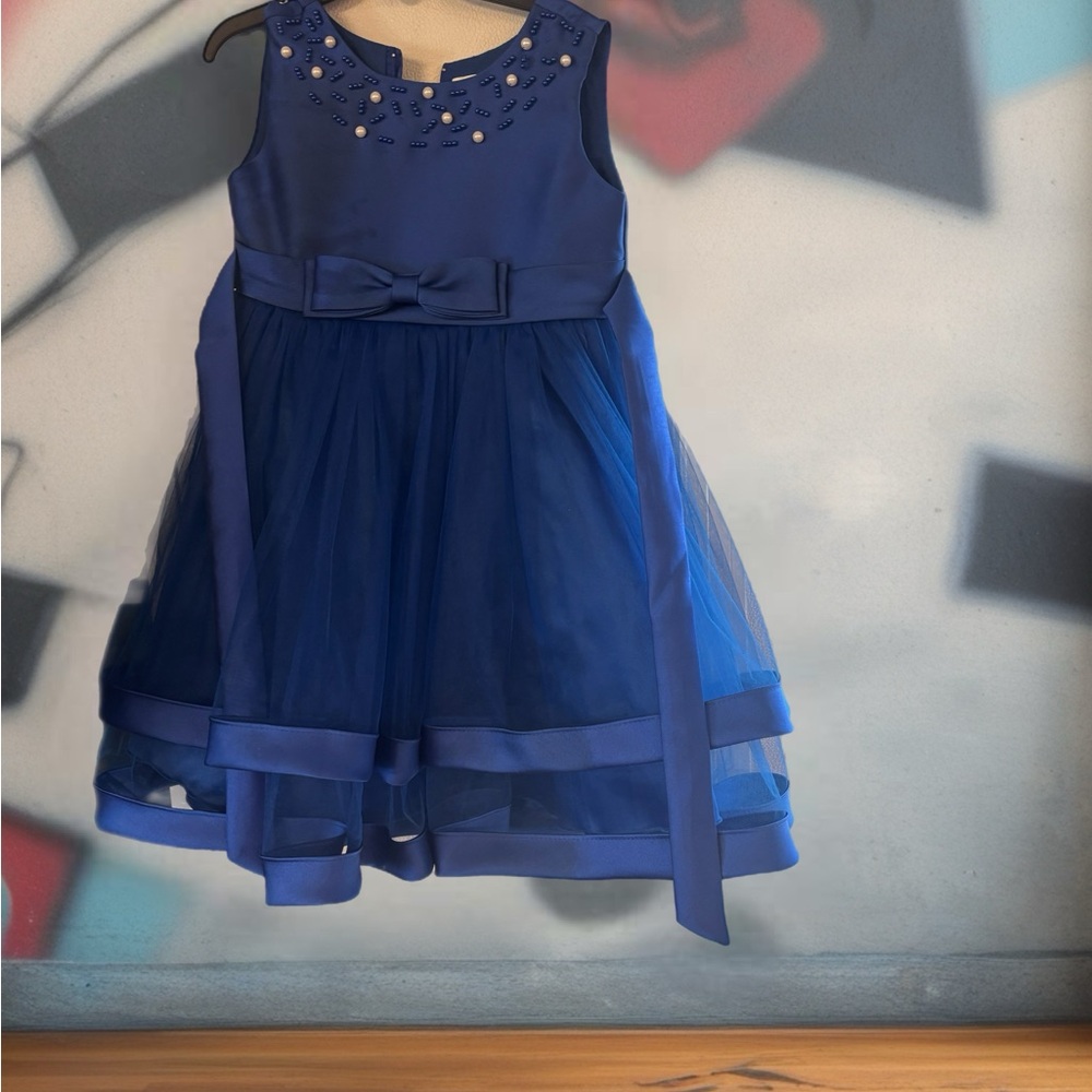 Elegant Blue Kids Dress with Bow